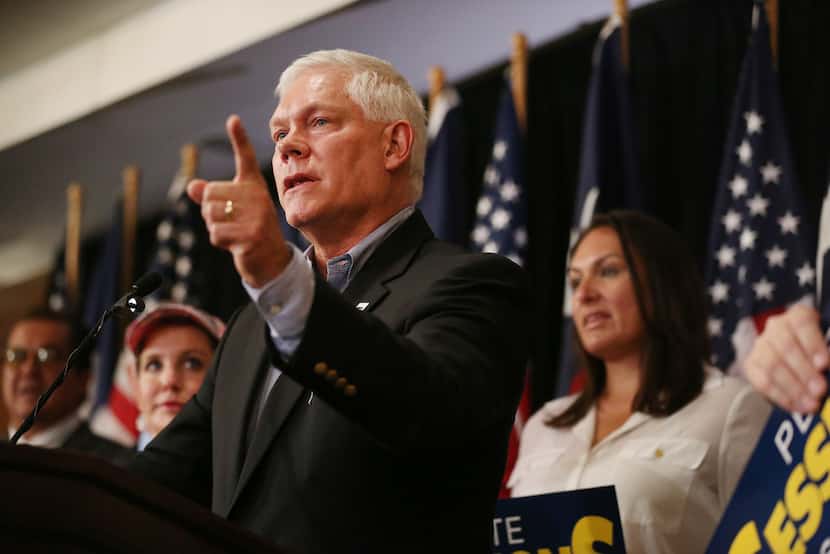 U.S. Rep. Pete Sessions speaks at a campaign kickoff event at the Highland Dallas hotel on...