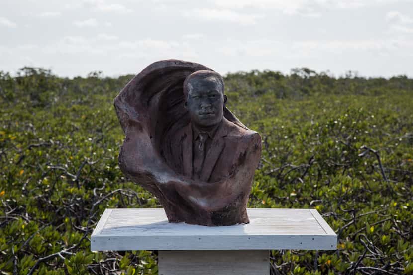A bronze bust of Martin Luther King Jr. is at the Bimini Craft Centre in Alice Town.