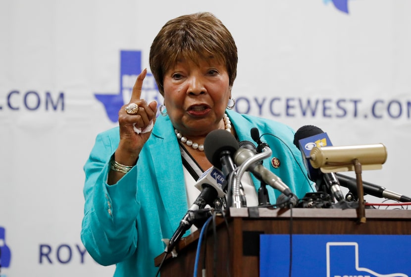 FILE - U.S. Rep. Eddie Bernice Johnson, D-Texas, speaks on July 22, 2019, in Dallas....