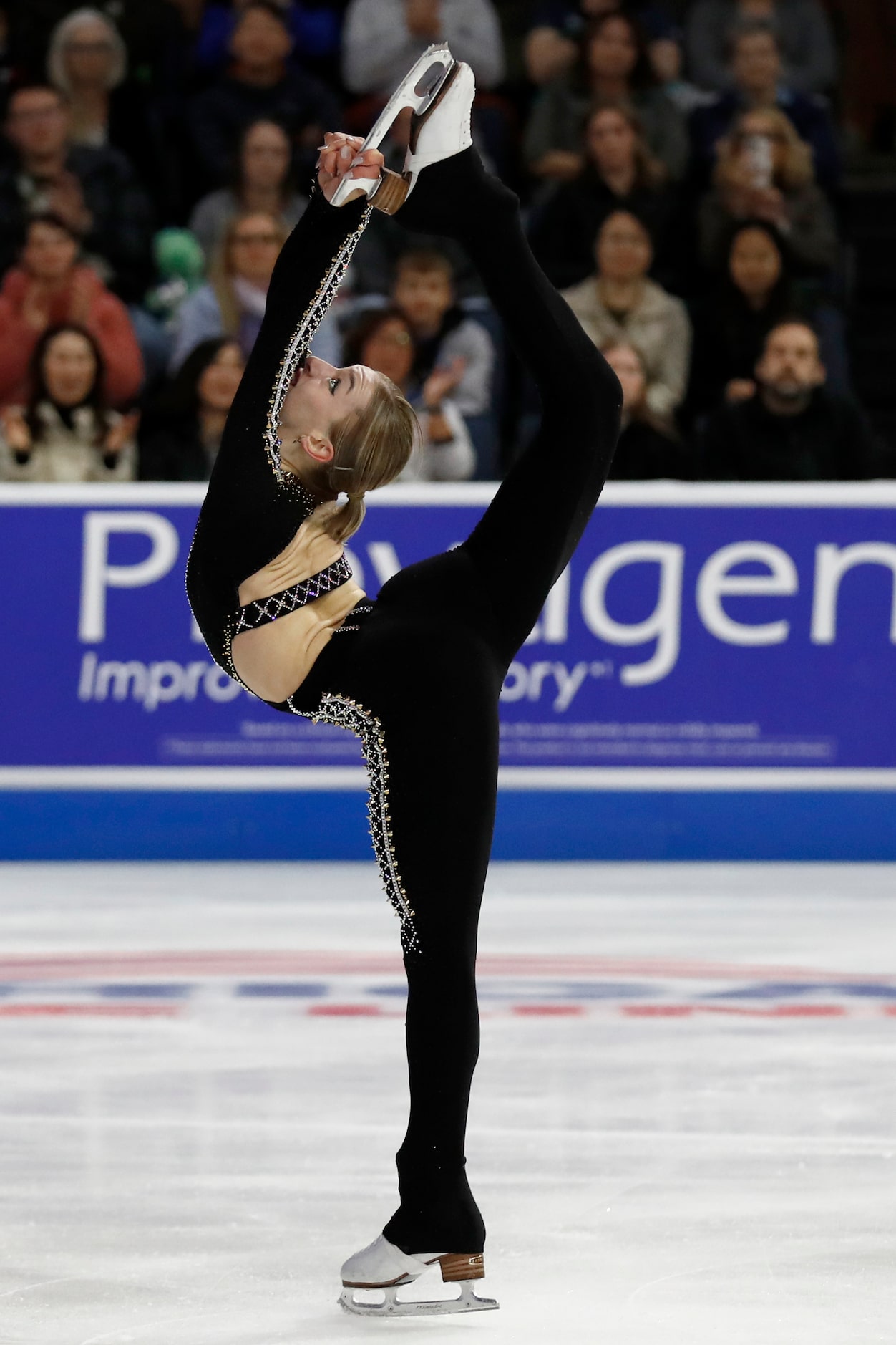 Amber Glenn, of the United States, competes in the women's short program during the Skate...