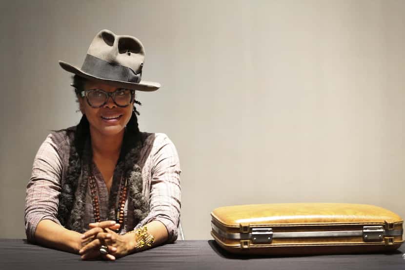 Erykah Badu speaks at a press conference about her upcoming one-woman-show at The Black...