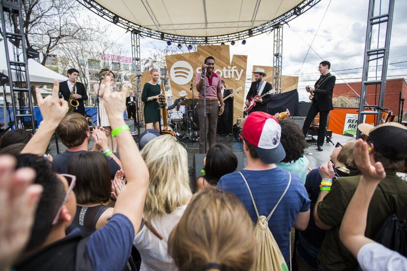 Musician Leon Bridges performs at Spotify's day party during the SXSW music festival on...