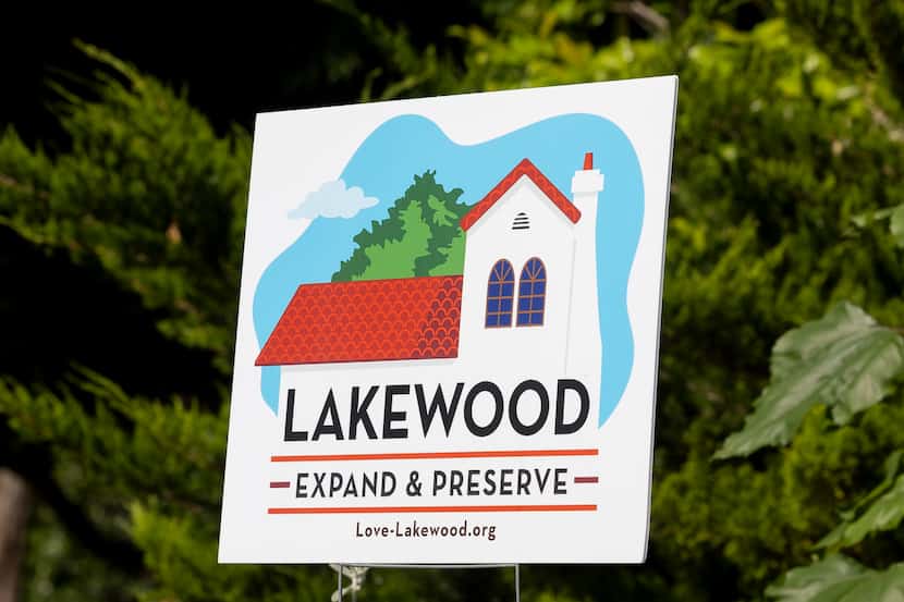 A sign posted in favor of the Lakewood Conservation District Expansion outside of a home on...