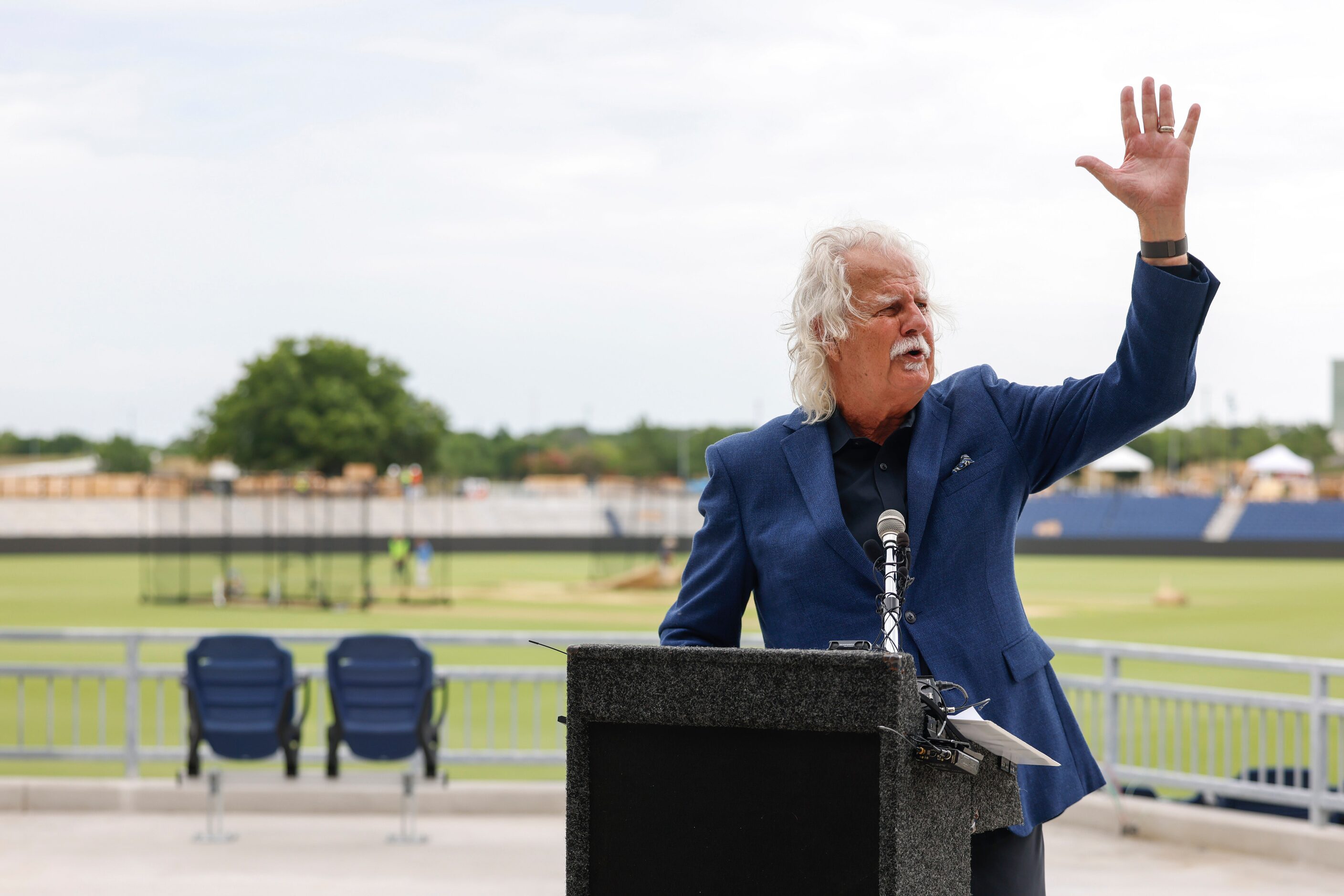 Mayor of Grand Prairie Ron Jensen speaks during the official ribbon cutting ceremony of...