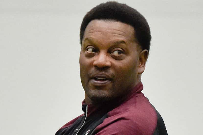 Texas A&M head coach Kevin Sumlin looks on during Texas A&M Pro Day at the NCAA football...