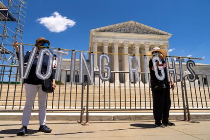 Activists rally outside the U.S. Supreme Court on June 23, 2021, demanding an end to the...