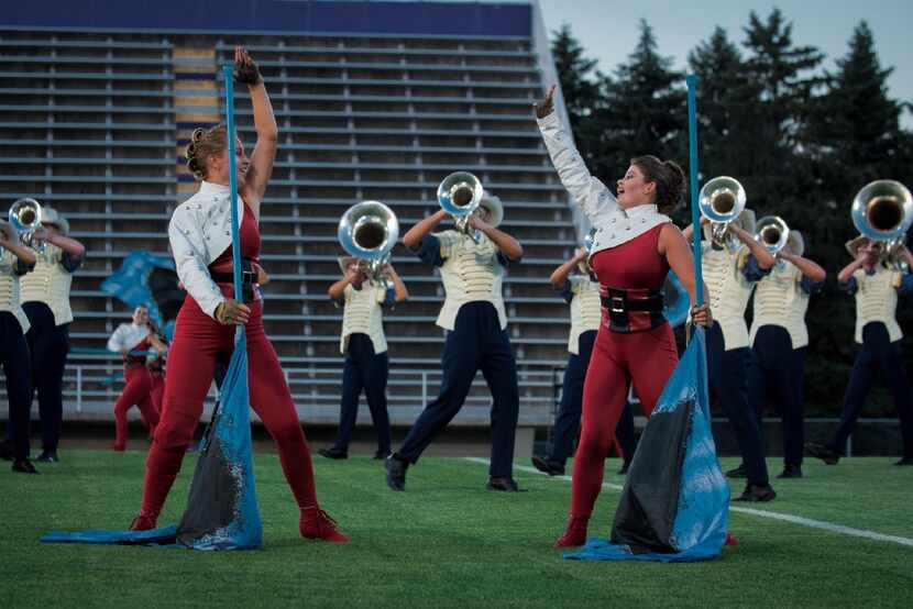 Zoe Middleton (right) dances during a run-through of The Troopers 2017 DCI show.