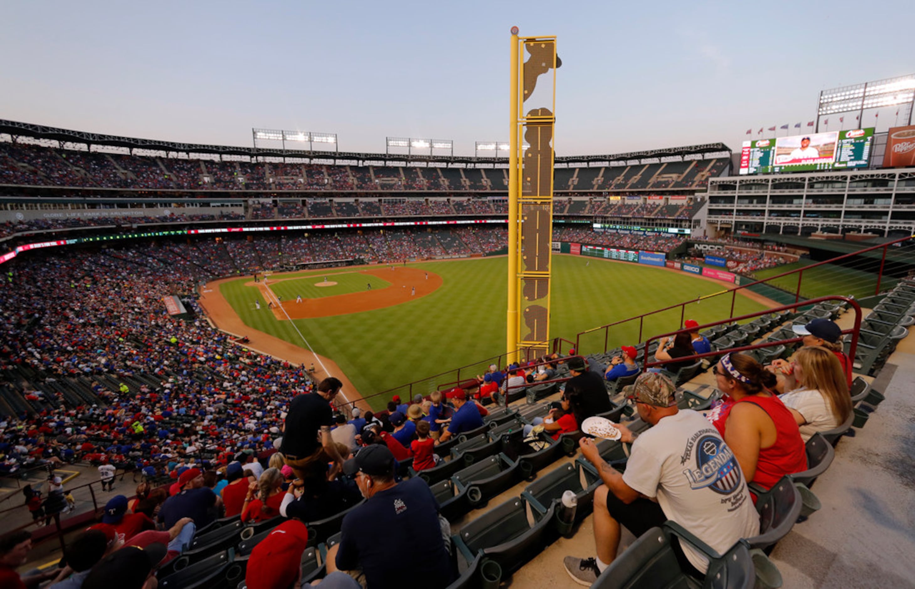 The Oakland Athletics play the Texas Rangers at Globe Life Park in the second inning of a...