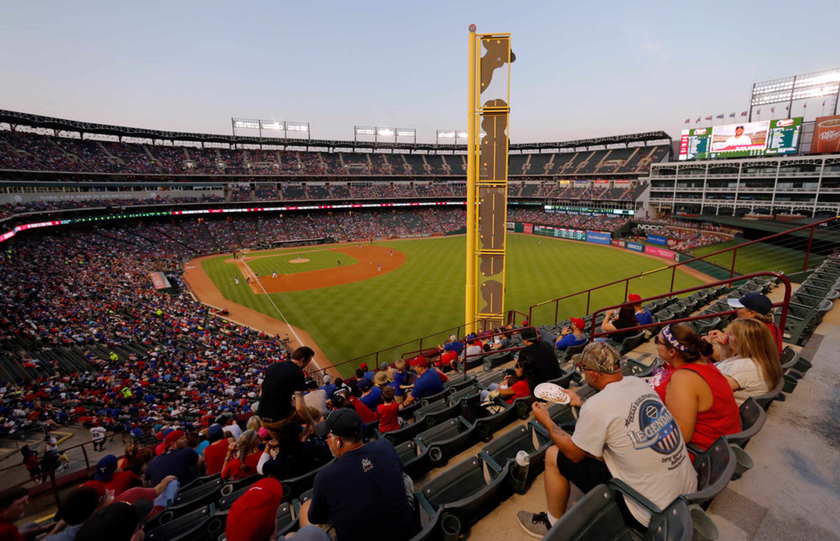 The Oakland Athletics play the Texas Rangers at Globe Life Park in the second inning of a...