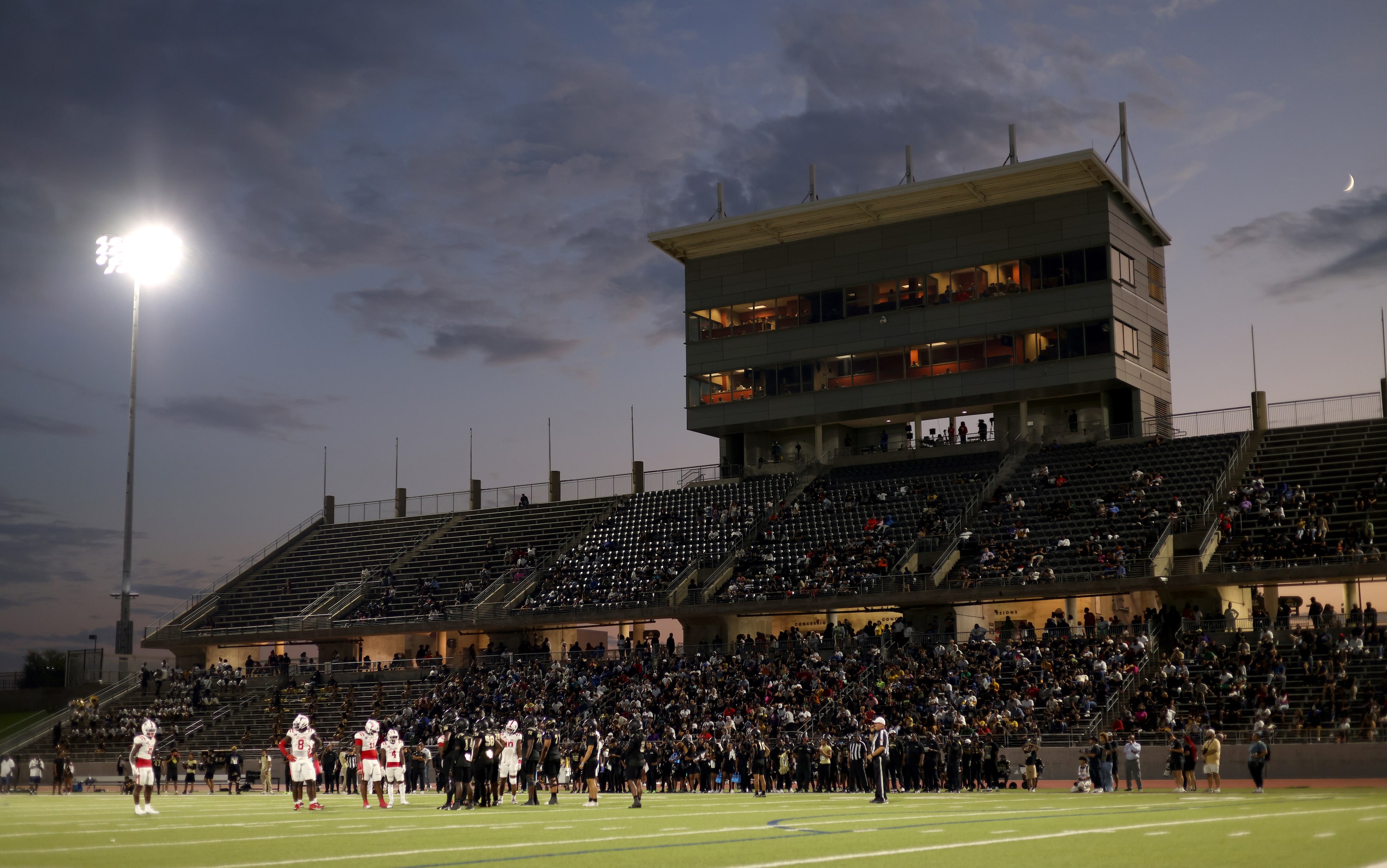 Duncanville and South Oak Cliff competed during first quarter action just after sunset at...