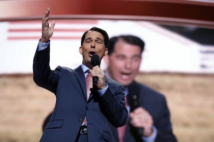 Gov. Scott Walker of Wisconsin speaks during the third day session of the Republican...