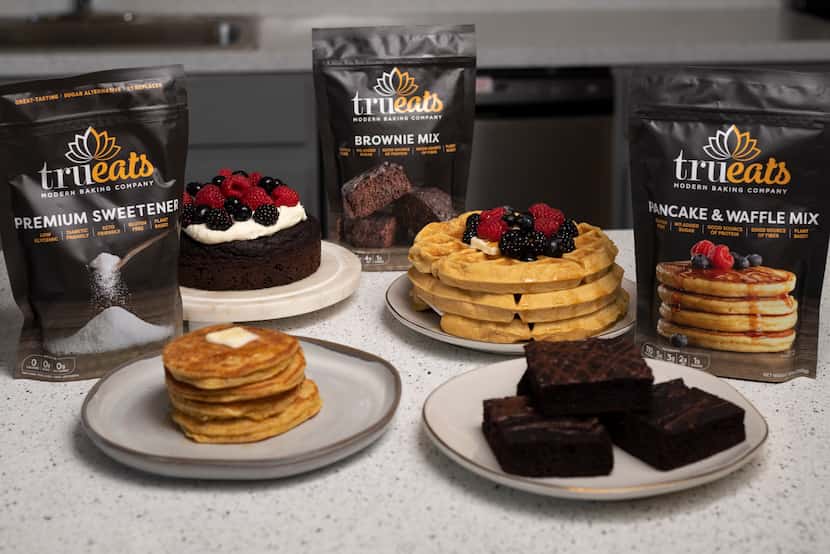 A premium sweetener, left, brownie mix and pancake and waffle mix; from TruEats Modern...