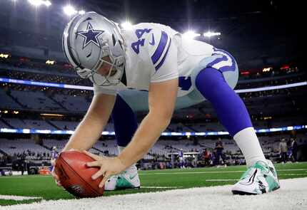 Cowboys long snapper Trent Sieg (44) wore custom shoes for the My Cause My Cleats campaign...