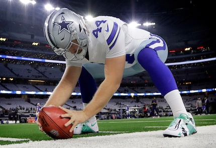 Cowboys long snapper Trent Sieg (44) wore custom shoes for the My Cause My Cleats campaign...