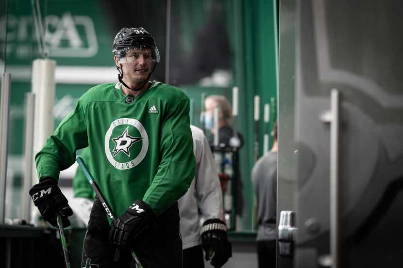 Denis Gurianov (34) is seen as the Dallas Stars opened postseason training camp at the...