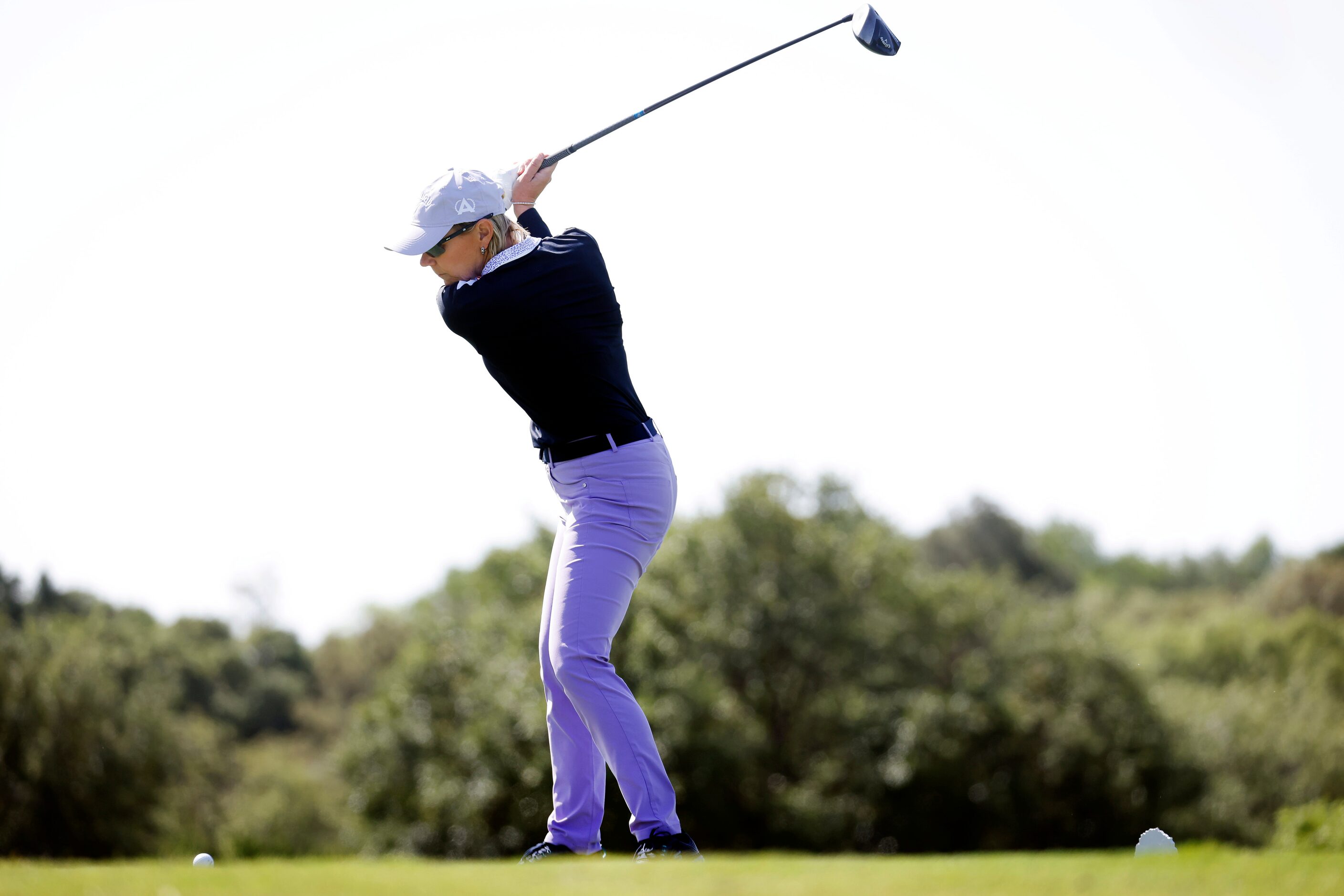 Retired LPGA golfer Annika Sorenstam tees off on No. 9 during the Invited Celebrity Classic...