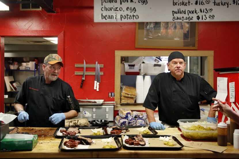 BBQ on the Brazos owner and pitmaster John Sanford, left, at the original Cresson location...