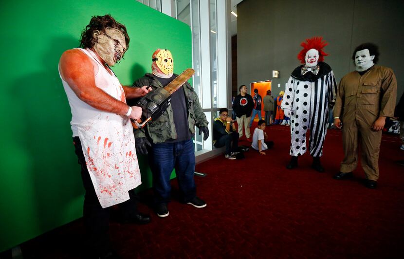 Tristan Stone (Leather Face) of Arlington, left,  and Jerome Espinosa of Arlington (Jason)...