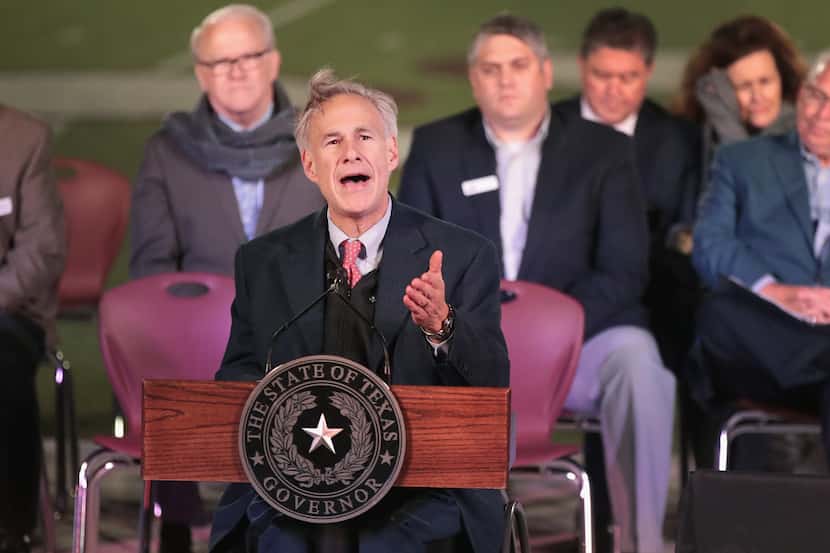 Texas Gov. Greg Abbott spoke at a memorial service for the victims of the shootings at First...
