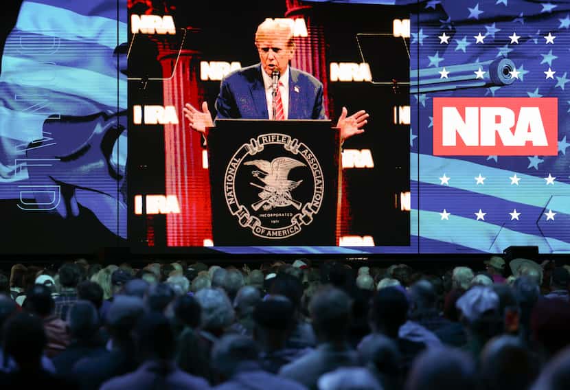 Former President Donald Trump speaks during National Rifle Association Annual Meetings and...