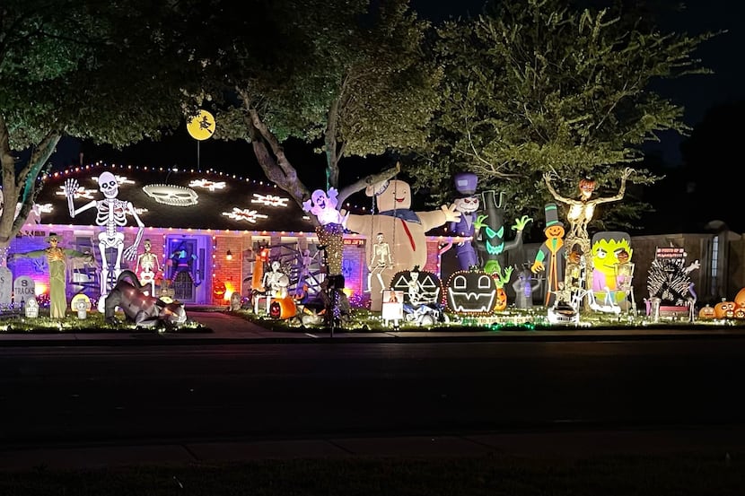 Randy and Stacy Motes spend about a week decorating their DeSoto home for the Halloween...