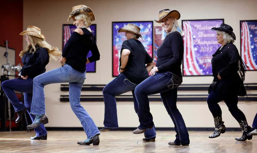 Texas Cool Line dancers Nancy Turner (from left), Beverly Gallagher, Dawn Jordan, Vicki...