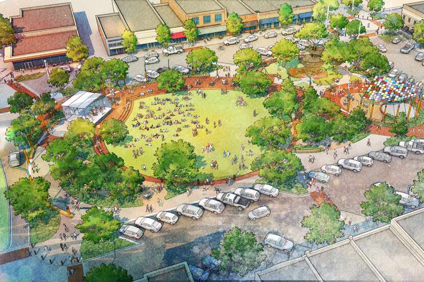 New renderings show the concept design for Garland's plan to redevelop its downtown square,...