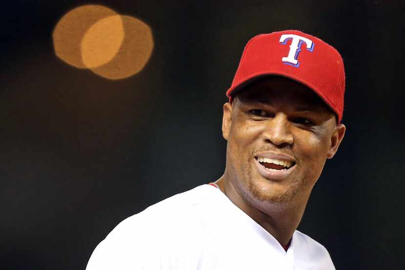 Texas' Adrian Beltre is pictured during the Oakland Athletics vs. the Texas Rangers major...
