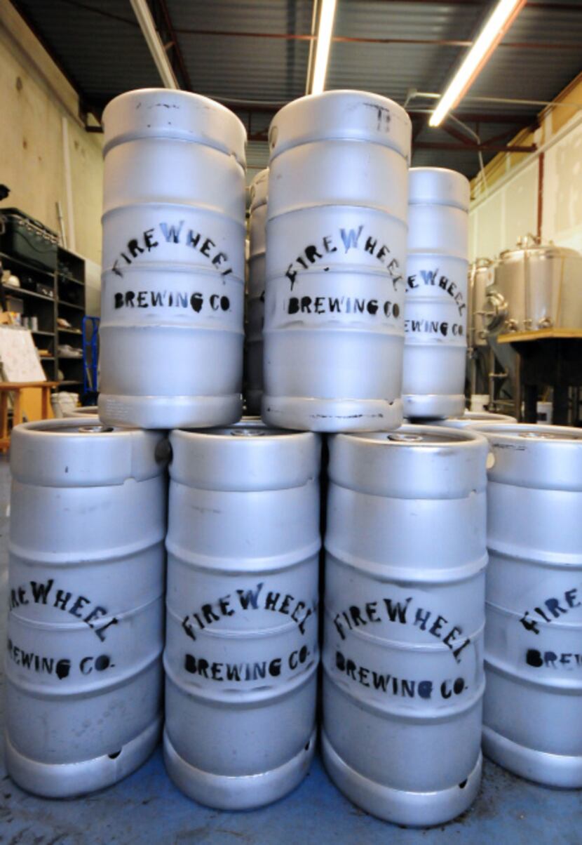 FireWheel Brewing companies kegs waiting to be filled.