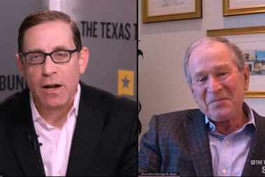 Screen grab from former president George W. Bush's interview, streamed March 18, 2021, with...