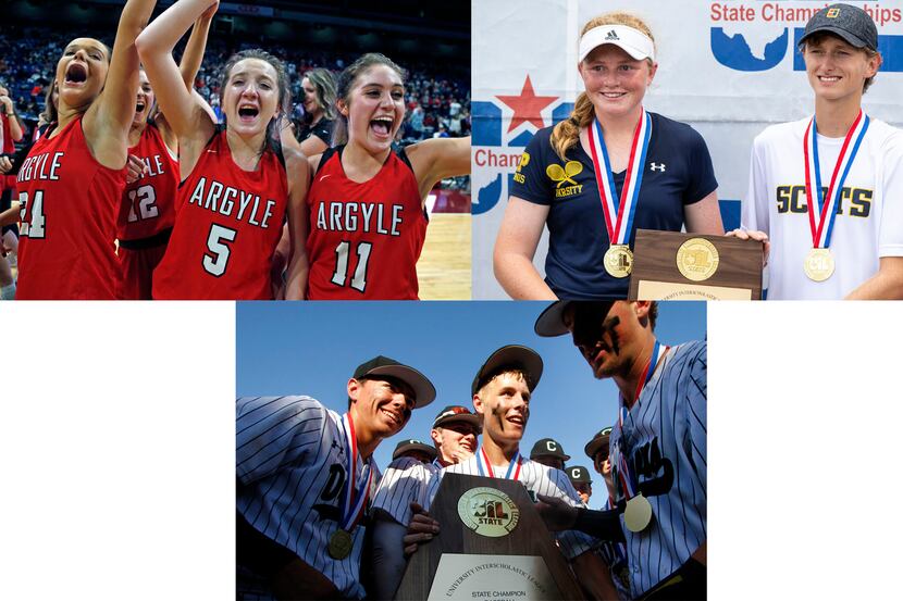 Argyle's girls basketball championship team (upper left), Highland Park's championship...