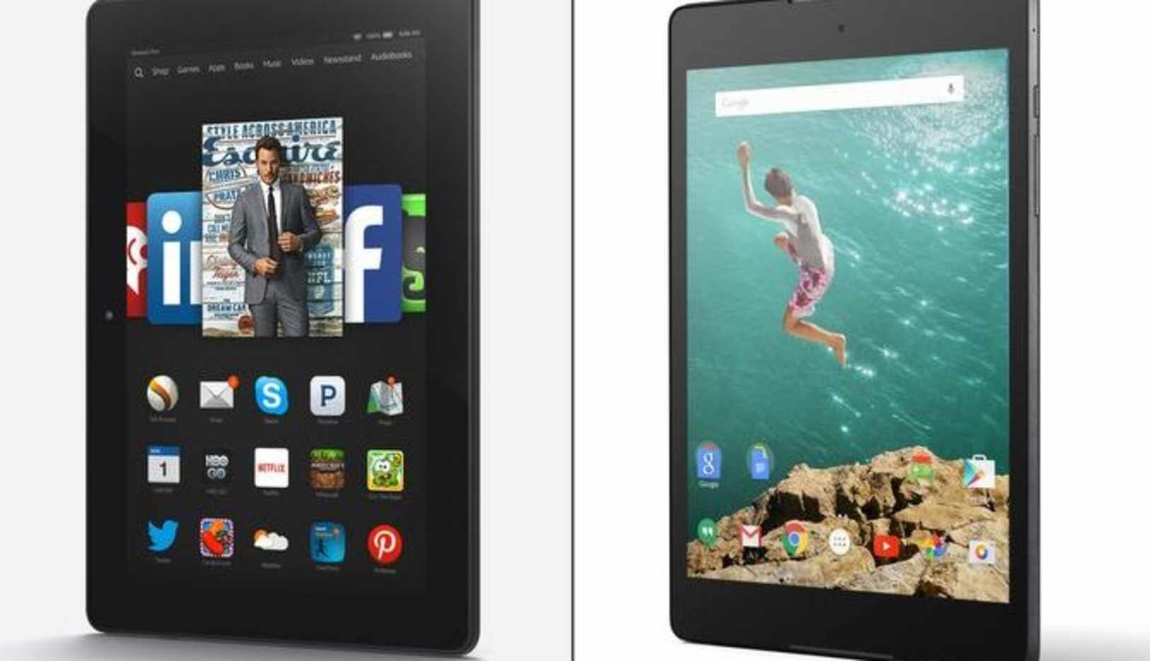 Las tabletas Amazon Fire HDX 8.9 y la Google Nexus 9.(AP)
