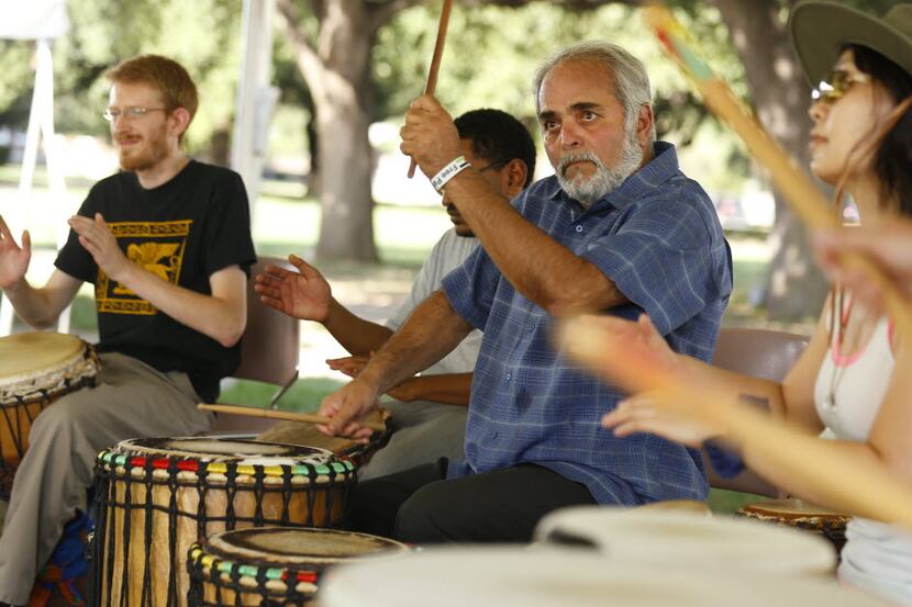 Hadi Jawad played with Drums Not Guns during the inaugural World Peace Day Dallas festival...