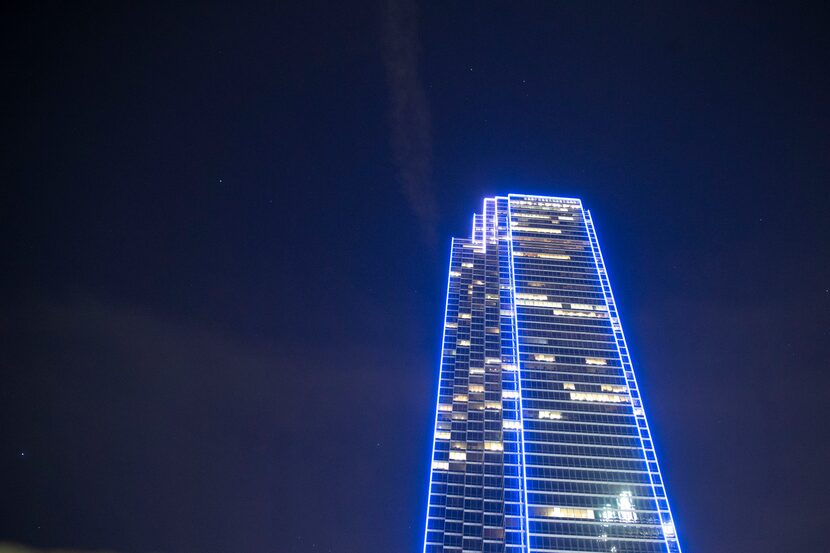 Bank of America Plaza got new exterior lights in 2013.