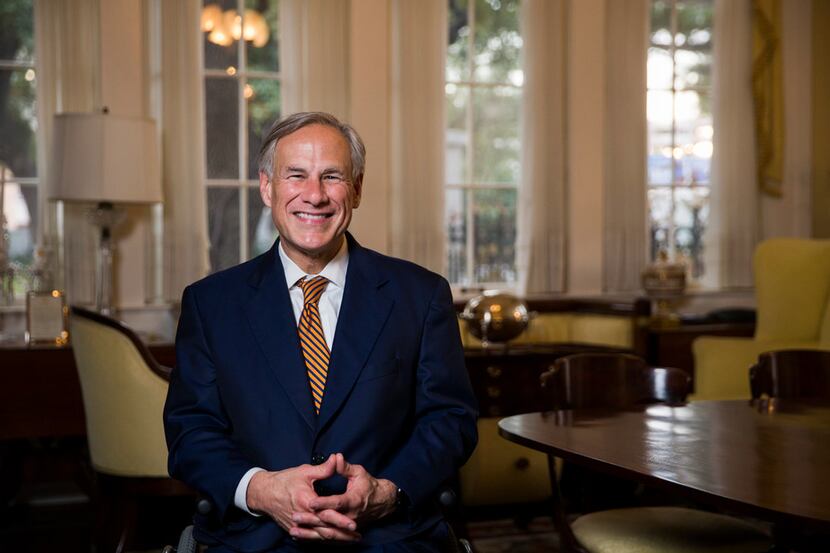 Gov. Greg Abbott, shown at the Governor's Mansion on the Legislature's opening day Tuesday,...