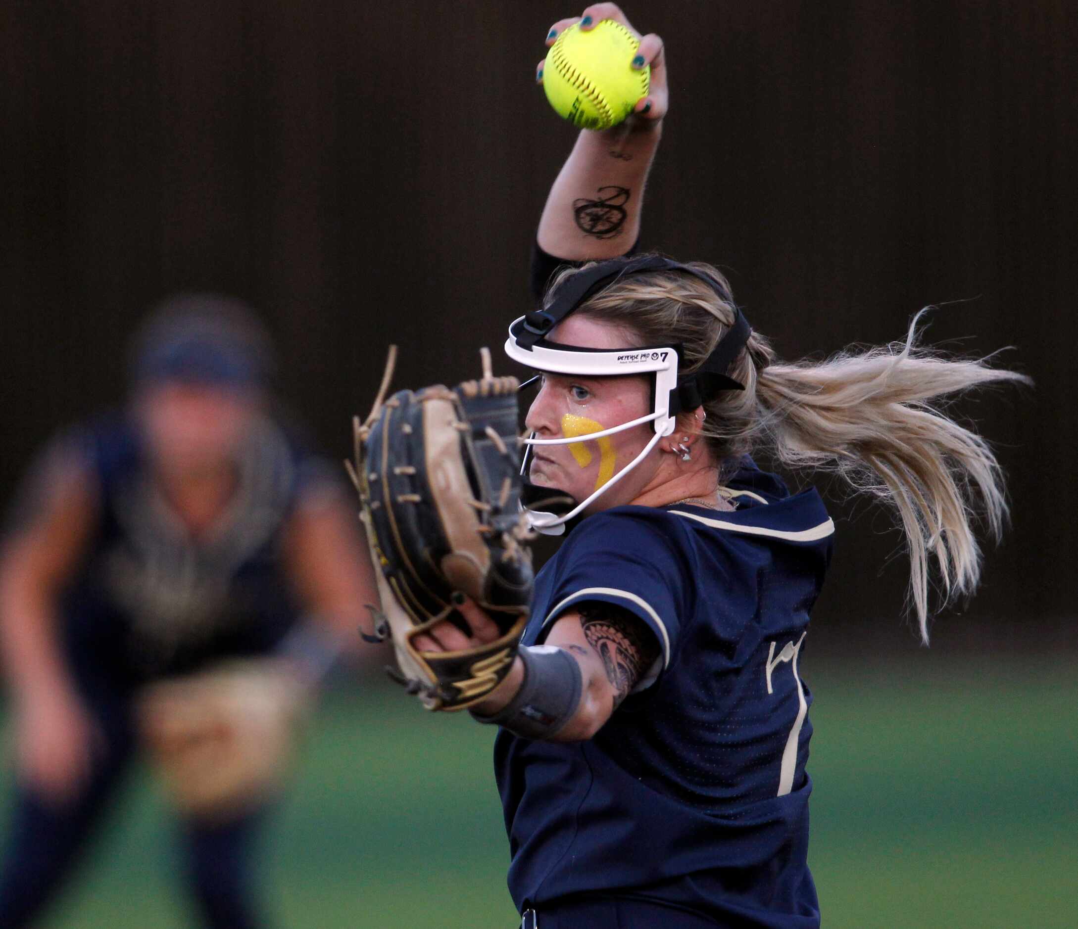 Keller pitcher Sadie Beck (7) delivers a pitch to a Plano West batter during the top of the...