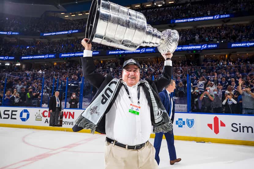 Tampa Bay Lightning owner Jeff Vinik hoisted the Stanley Cup above his head in 2021 when his...