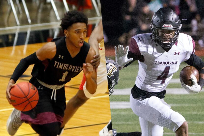 Mansfield Timberview basketball player CJ Smith (left) and football player Montaye Dawson...