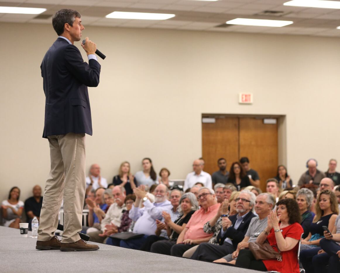 Beto O'Rourke, Democratic nominee for U.S. Senate, spoke at a rally at the Richardson Civic...