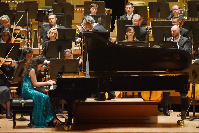 Pianist Beatrice Rana (left) performed Beethoven's Emperor Piano Concerto with the Dallas...