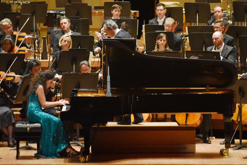 Pianist Beatrice Rana (left) performed Beethoven's Emperor Piano Concerto with the Dallas...