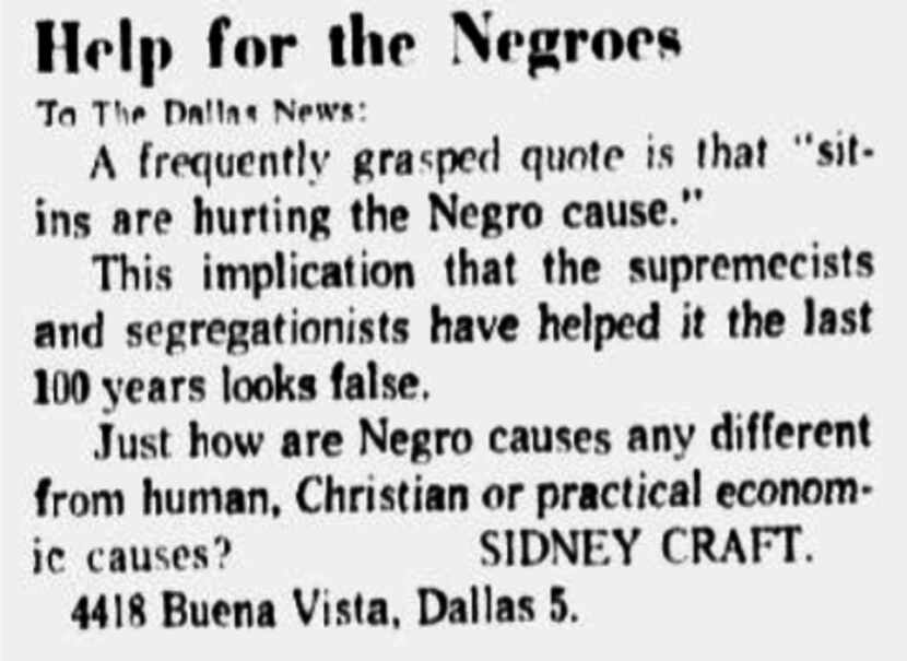 Letter published in the Jan. 9, 1961 edition of The Dallas Morning News on the same day of...