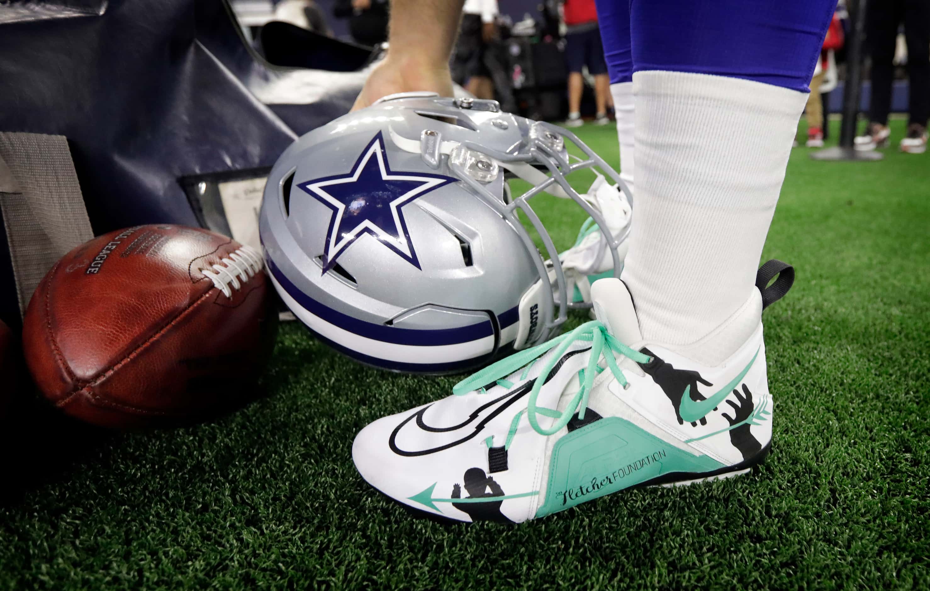 Dallas Cowboys long snapper Trent Sieg (44) wears custom shoes for the My Cause My Cleats...