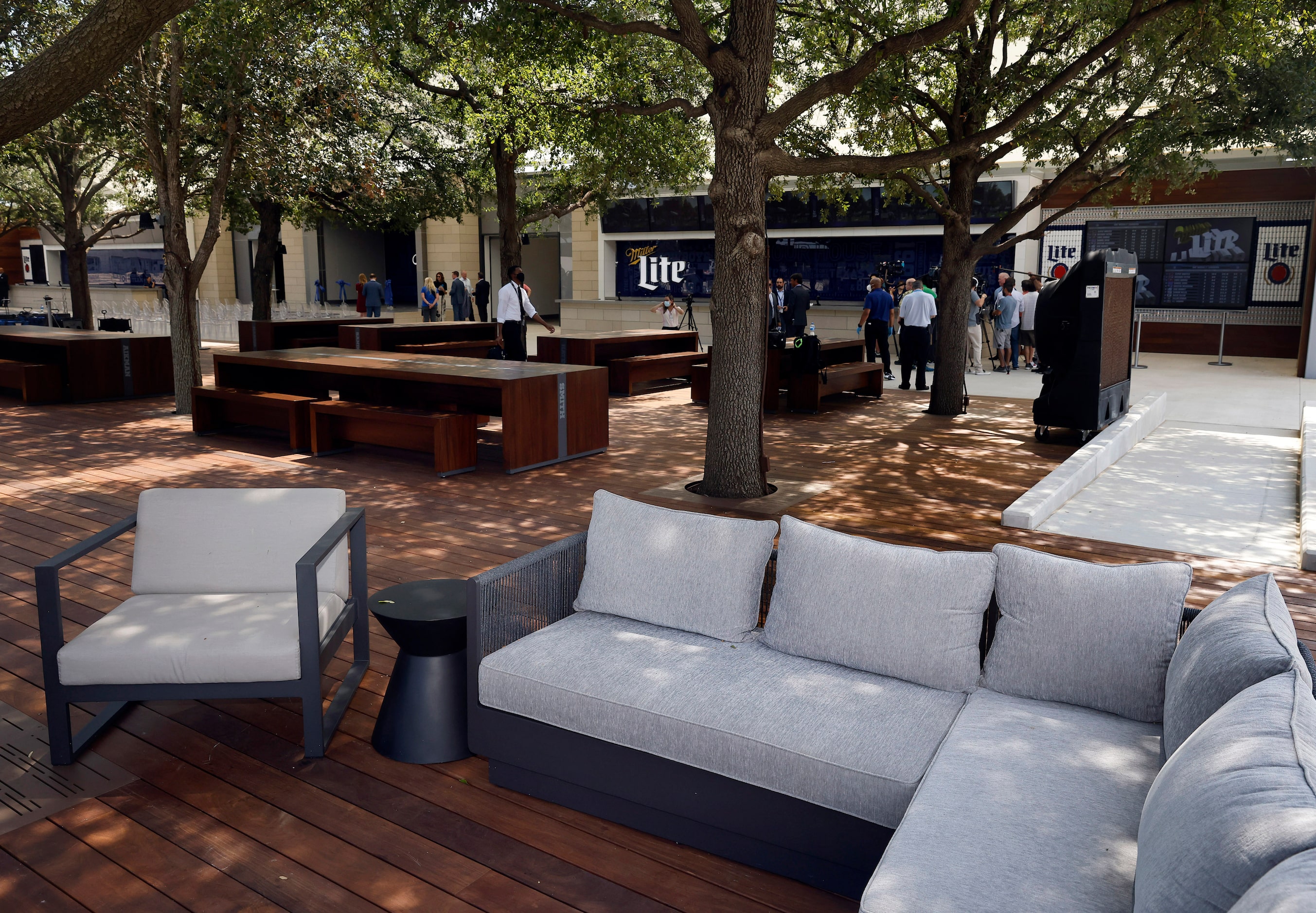 An view of the newly constructed Miller LiteHouse built on the west plaza of AT&T Stadium in...