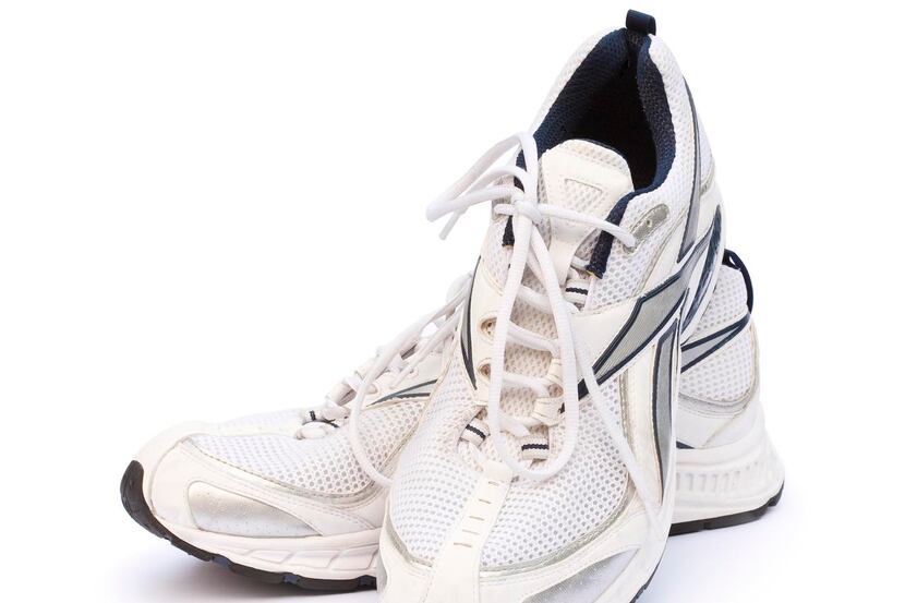 Mens running shoes against a white background