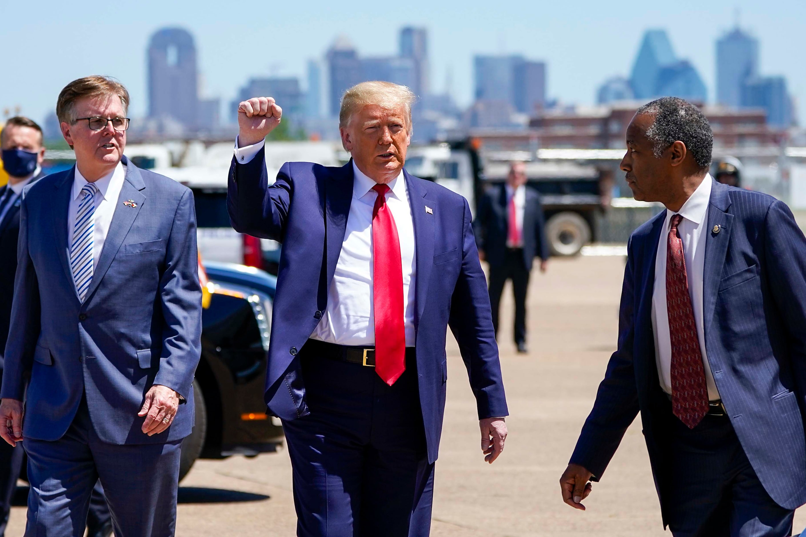 President Donald Trump arrives at Dallas Love Field on Thursday, June 11, 2020, in Dallas....