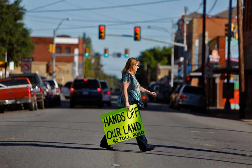 Sharilin Brown from Nevada joined the protest of the Northeast Gateway toll road at Hunt...