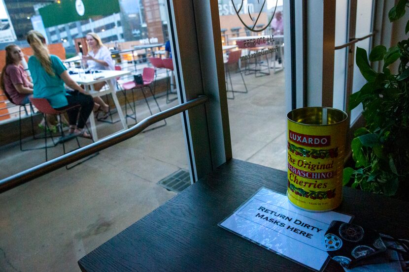 People's Last Stand customers were asked to put their used masks into this empty cherry can.