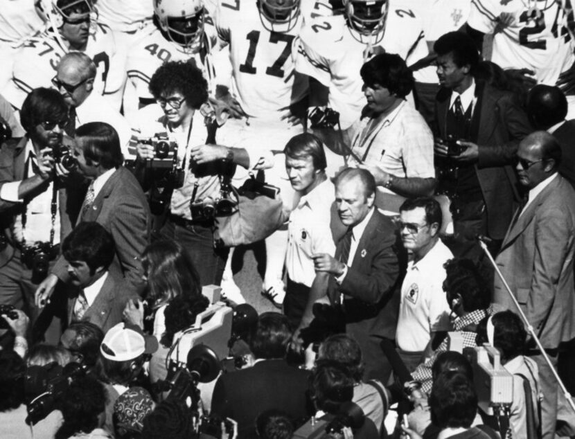 University of Texas football coach Darrell Royal appeared with Gerald Ford and Barry Switzer.