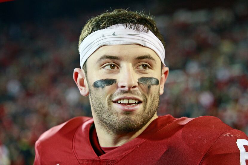 NORMAN, OK - NOVEMBER 11: Quarterback Baker Mayfield #6 of the Oklahoma Sooners after the...